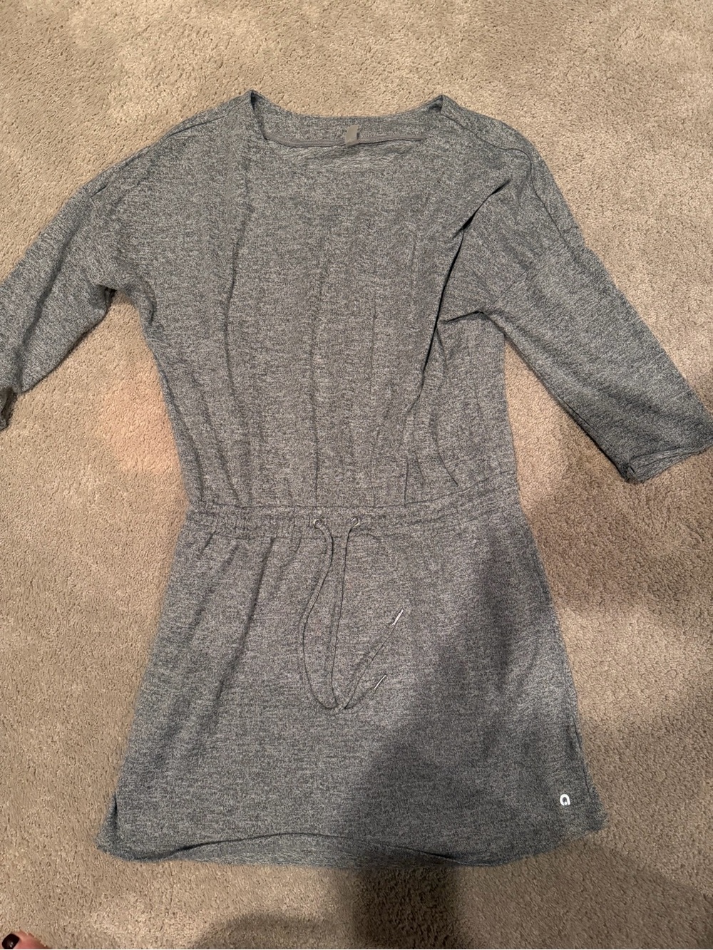 Gray Drawstring Waist Knit Mini Dress